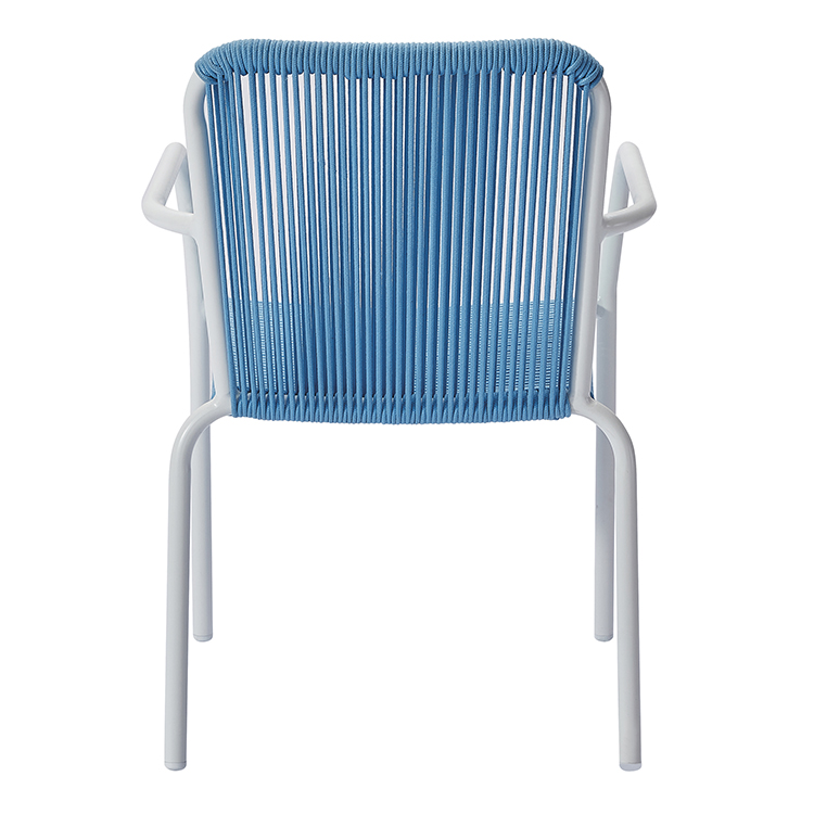 Coastal Resort Style Aluminum Frame Garden Stacking Seating Armchair Outdoor Minimalist French-Style Rope Dining Chair