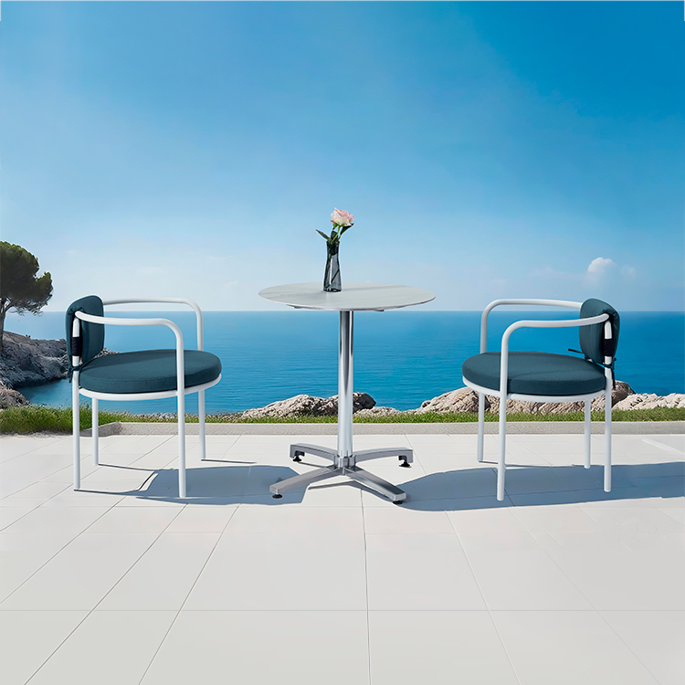 3-Piece Sunproof Outdoor Leisure Chair Aluminum Bistro Conversation Balcony Set With Cushion