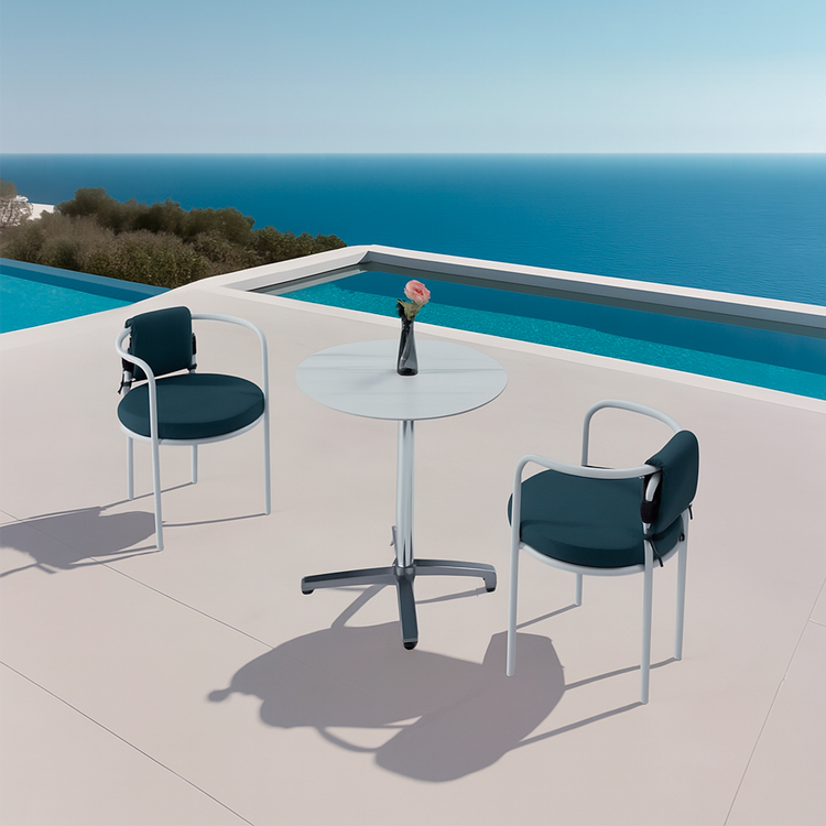 3-Piece Sunproof Outdoor Leisure Chair Aluminum Bistro Conversation Balcony Set With Cushion
