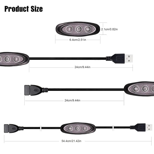 3 Keys Control USB on Off Switch Cable for 5V Single Color LED TV Backlight