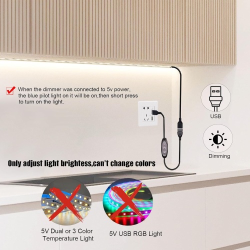 3 Keys Control USB on Off Switch Cable for 5V Single Color LED TV Backlight