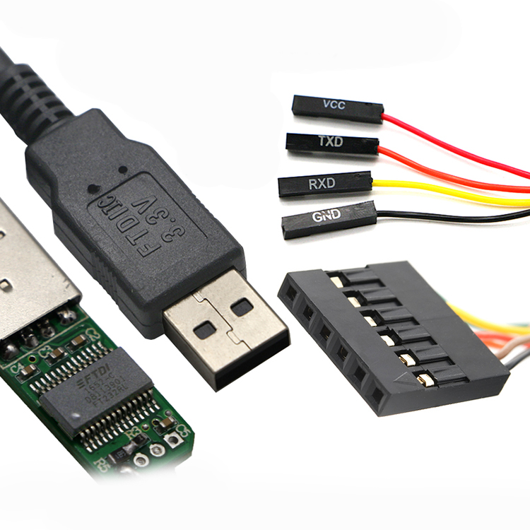 USB-A to 6-Pin Female Header TTL Serial Cable – FTDI Compatible 1.8V/3.3V/5V