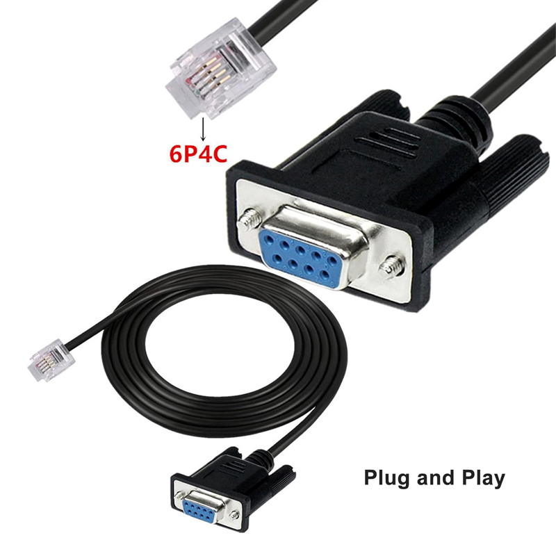 6FT Plug and Play RS232 DB9 Female to RJ11 6P4C Serial Console Cable for POS, Modems, and Terminal Equipment