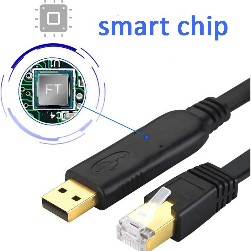 6Ft 1.8M Original Ftdi Console Usb 2.0 Lan a Rs232 Serial to Rj45 Cat5 Rs485 Converter Convert Adapter Console Cable for Cisco