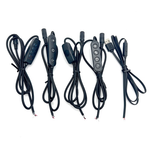 Adjustable Brightness USB Power Dimmer Cable with On Off Switch DC Female to Open Tinned Wire