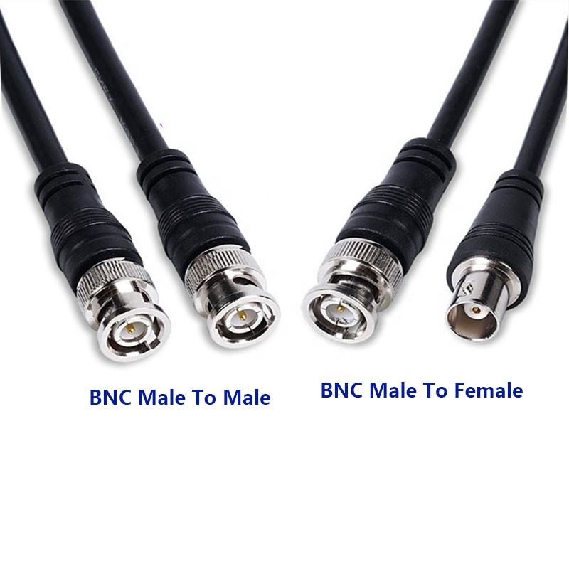 Black RG59 BNC Male-to-Male Female Coaxial Cable High Shielding Communication