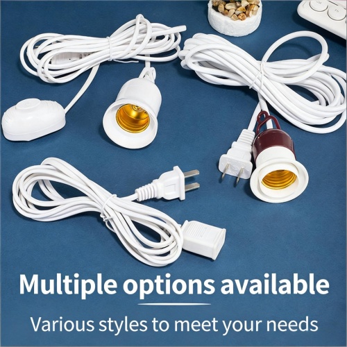 E27 to EU US Plug Power Cord Extension Cable With on Off Inline Switch for Lamp