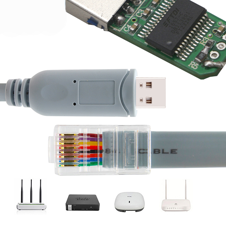USB-A to RJ45 Serial Console Cable – FTDI Chipset for Network Management