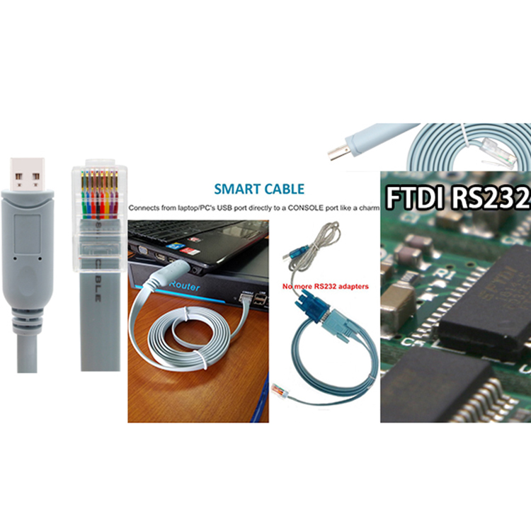 USB-A to RJ45 Serial Console Cable – FTDI Chipset for Network Management