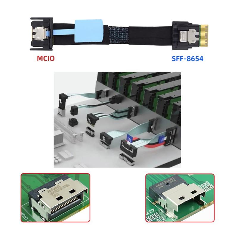 MCIO 8I to 2 Ports SFF 8654 4I Adapter Cable