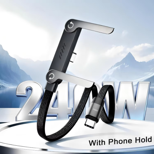 Multi-Angle Adjustment Non-Stop Charging Phone Holder 240W Fast Charging Foldable Mobile Phone Holder Data Cable