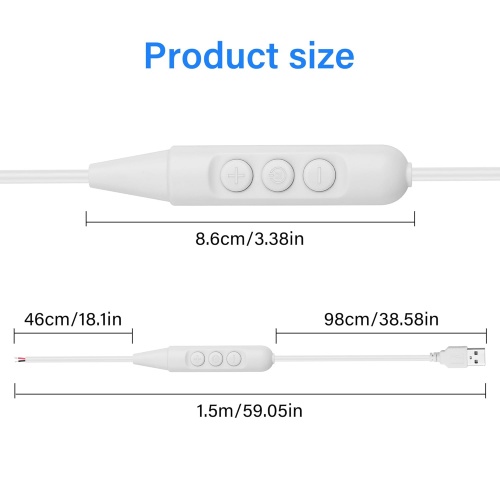 New 6-Speed Dimming USB On Off Switch Cable with Stripped Ends Brightness Control for 5V LED Strips for Table Lamps
