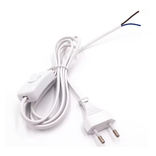 Premium 1.8m Black EU Plug On Off Switch Power Cord with Stripped Ends for Lamp Wiring