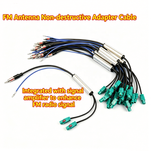 Premium Dual Fakra Z to DIN Antenna Adapter with 12V Active Amplifier for Aftermarket Car Radio