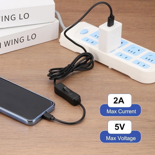 Premium USB Cable with On Off Switch USB Male to Micro USB Male 1M Extension Cord for LED Desk Lamp and Fan