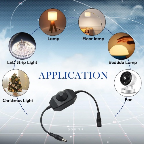 Professional 6A PWM Rotary Knob DC 12V-24V USB on Off Switch Cable Controller for LED Strip Lights