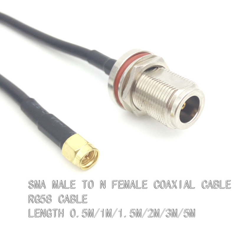 SMA Male to N Female Bulkhead RG58 Coaxial Cable 5m for WiFi Signal Booster Antenna