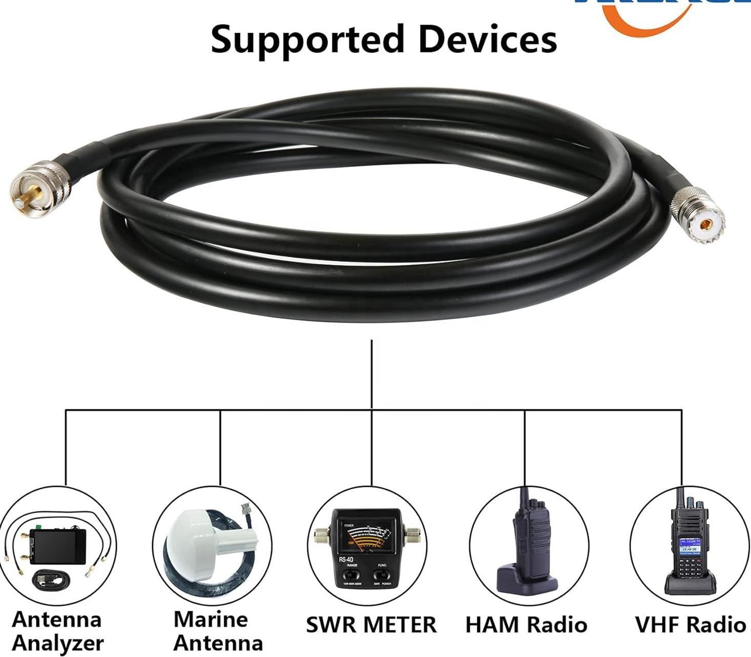 UHF Male to Female Adapter PL259 Coaxial LMR400 Communication Cable UHF Male to Female Adapter