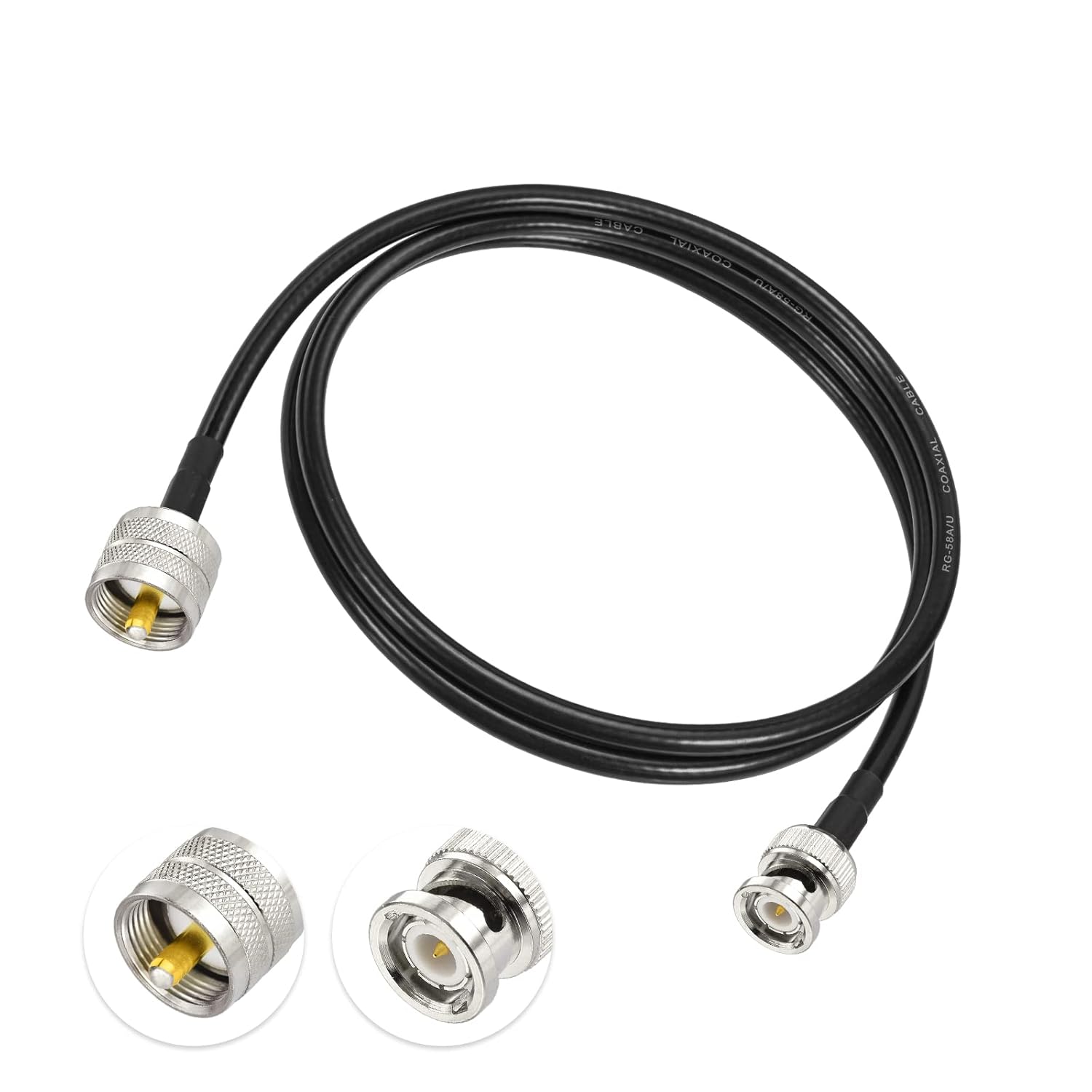 UHF PL259 Male To BNC Male RG58 Coaxial Cable For CB And Ham Radio