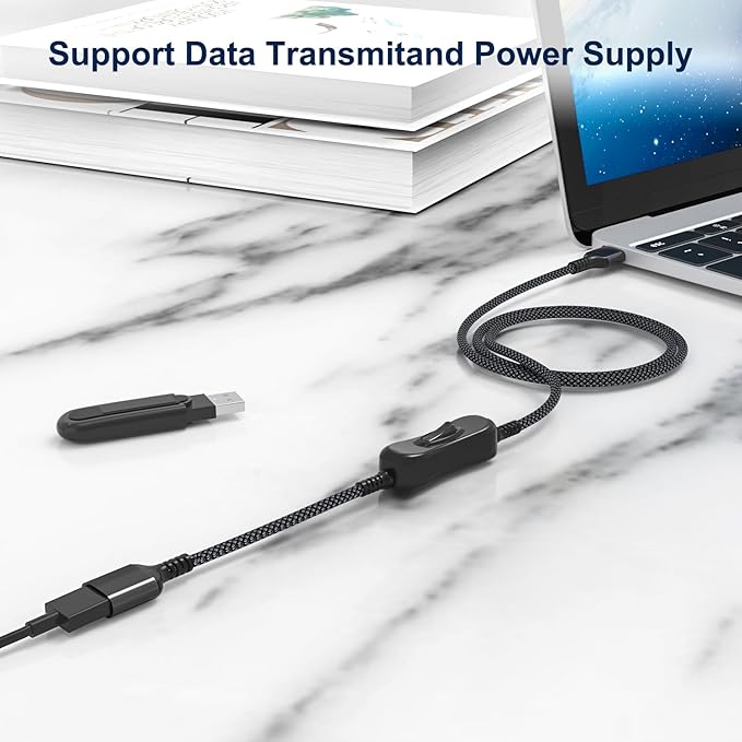 USB On Off Switch Cable USB Extension Cable Support Data and Power 6.6 FT,Inline USB Power Switch,USB Male to Female with Toggle Switch for LED Lamp,LED Light Strips,USB Fan,Driving Recorder
