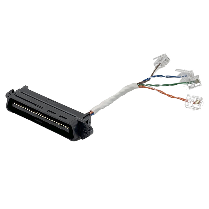 Wire Male Plug 50 Pin Champ Rj21 To 4Xrj11 24 Ports Rj11 Amphenol Connector Breakout Rj21 Cable Assembly