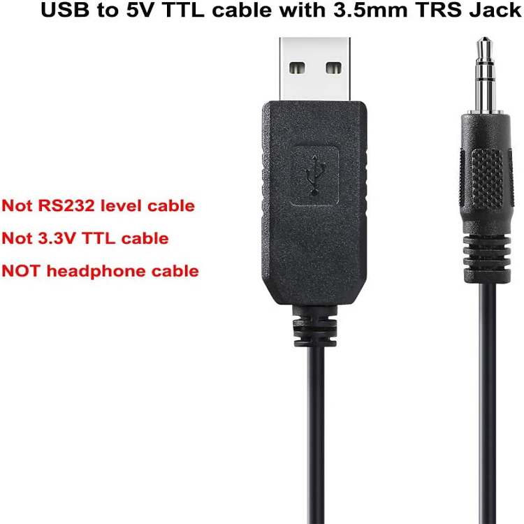 USB-A to 3.5mm TRS Serial Programming Cable – FTDI Chipset Compatible
