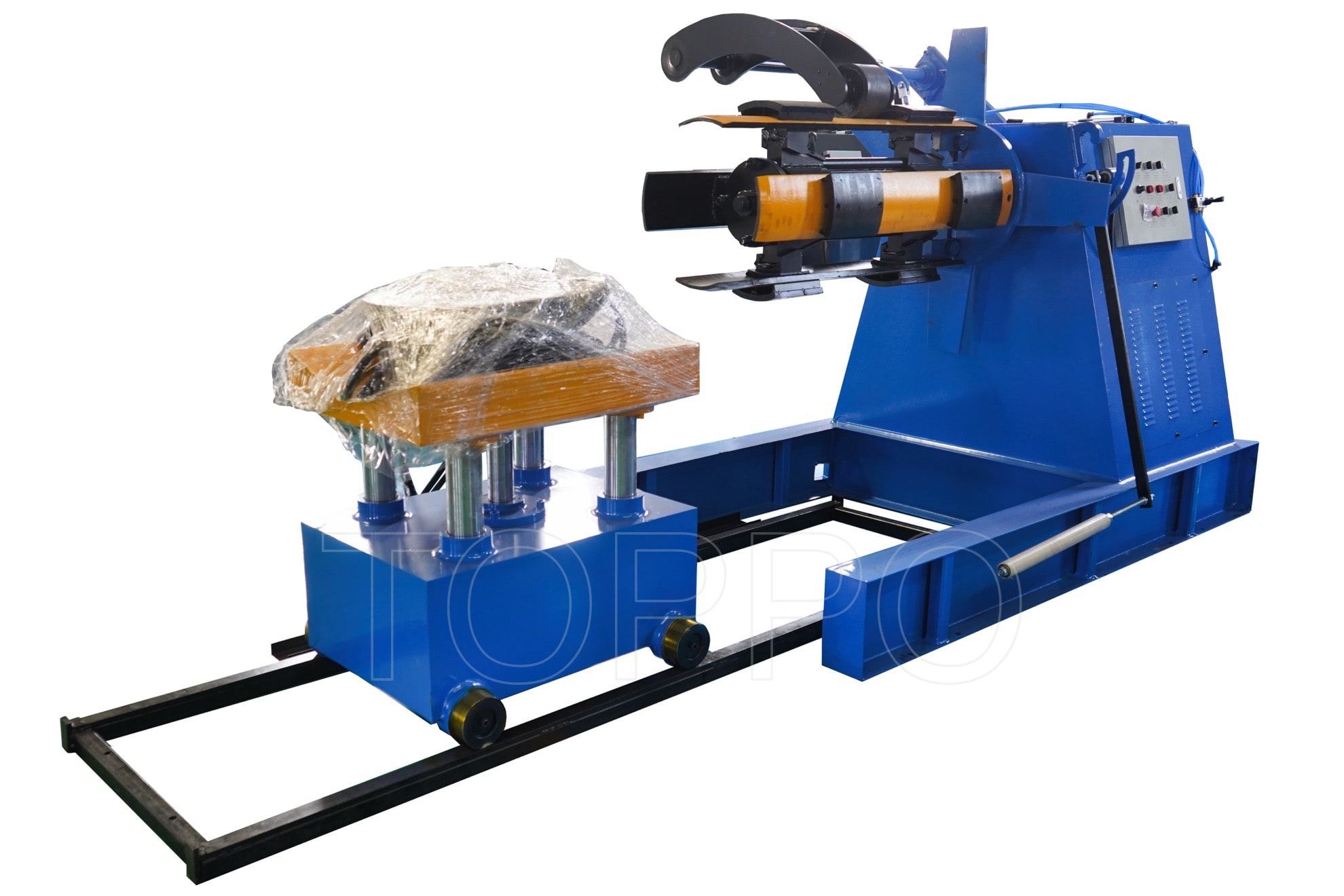 Heavy-Duty Automatic Decoiler with Coil Car, Pressing Arm, Support Arm & Disc