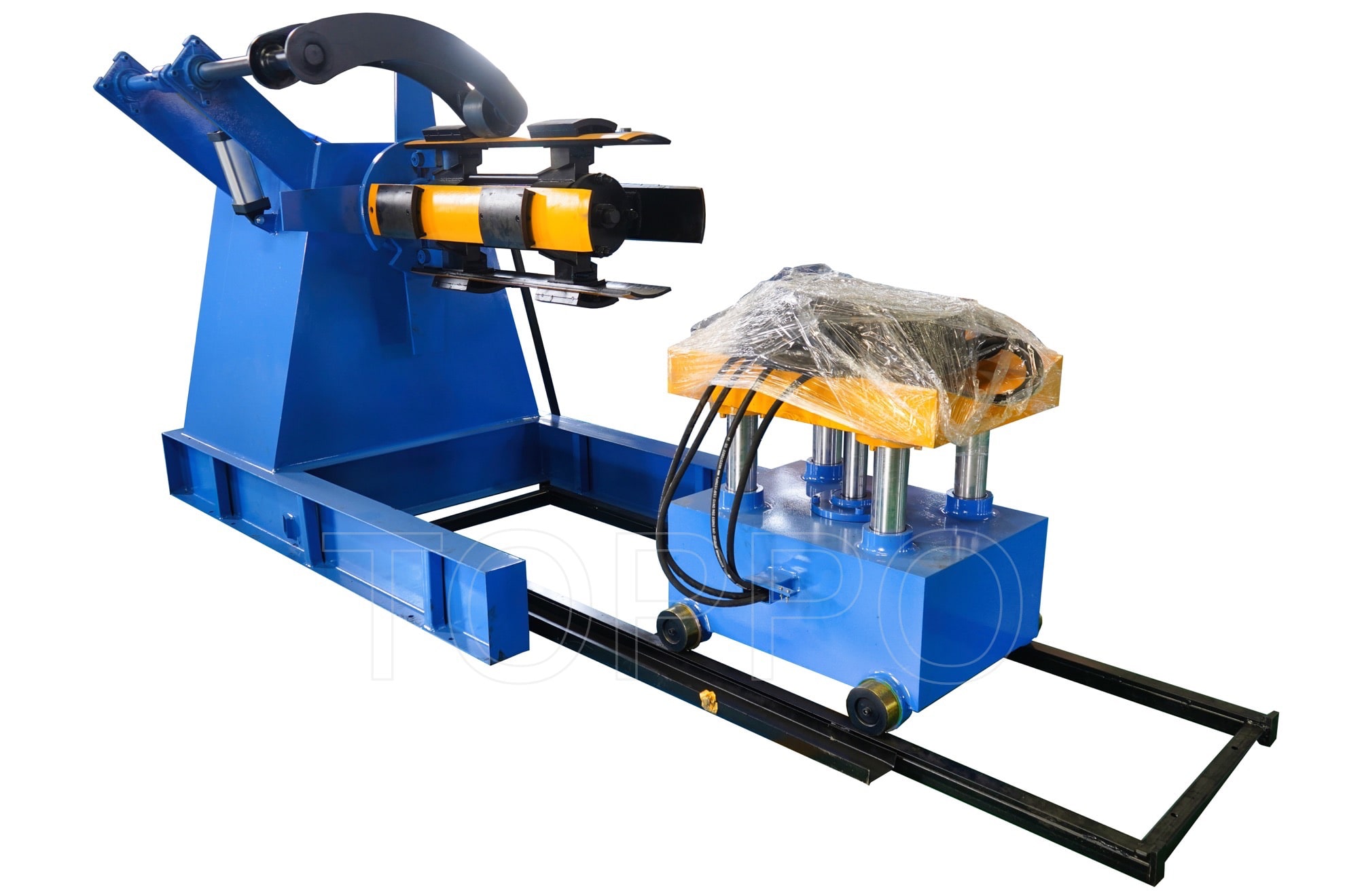 Heavy-Duty Automatic Decoiler with Coil Car, Pressing Arm, Support Arm & Disc