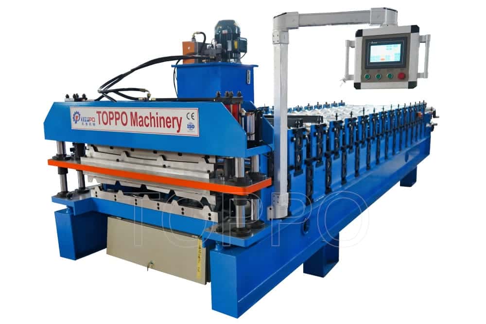High Speed Double Layer Roofing Sheet Roll Forming Machine with Electric Shear Cutting