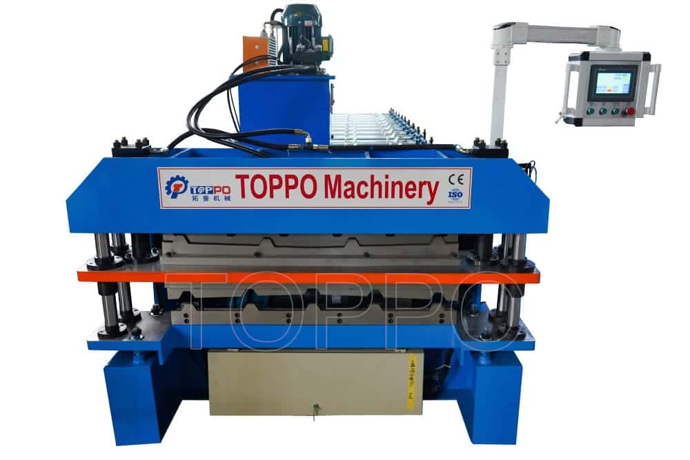 High Speed Double Layer Roofing Sheet Roll Forming Machine with Electric Shear Cutting