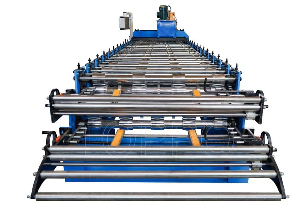 High Speed Double Layer Roofing Sheet Roll Forming Machine with Electric Shear Cutting