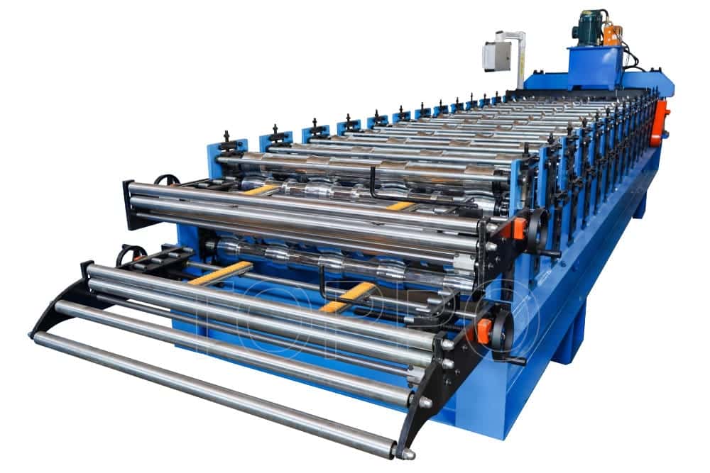 High Speed Double Layer Roofing Sheet Roll Forming Machine with Electric Shear Cutting