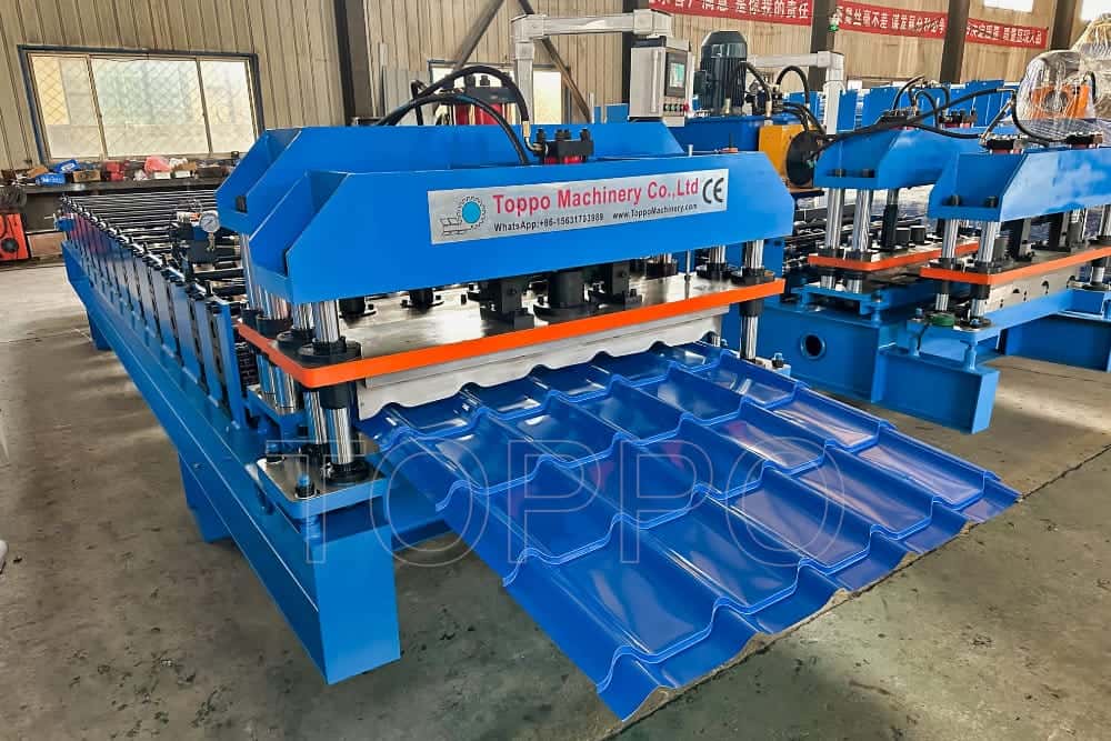 PLC Controlled Glazed Tile Roll Forming Machine with Hydraulic Cutting