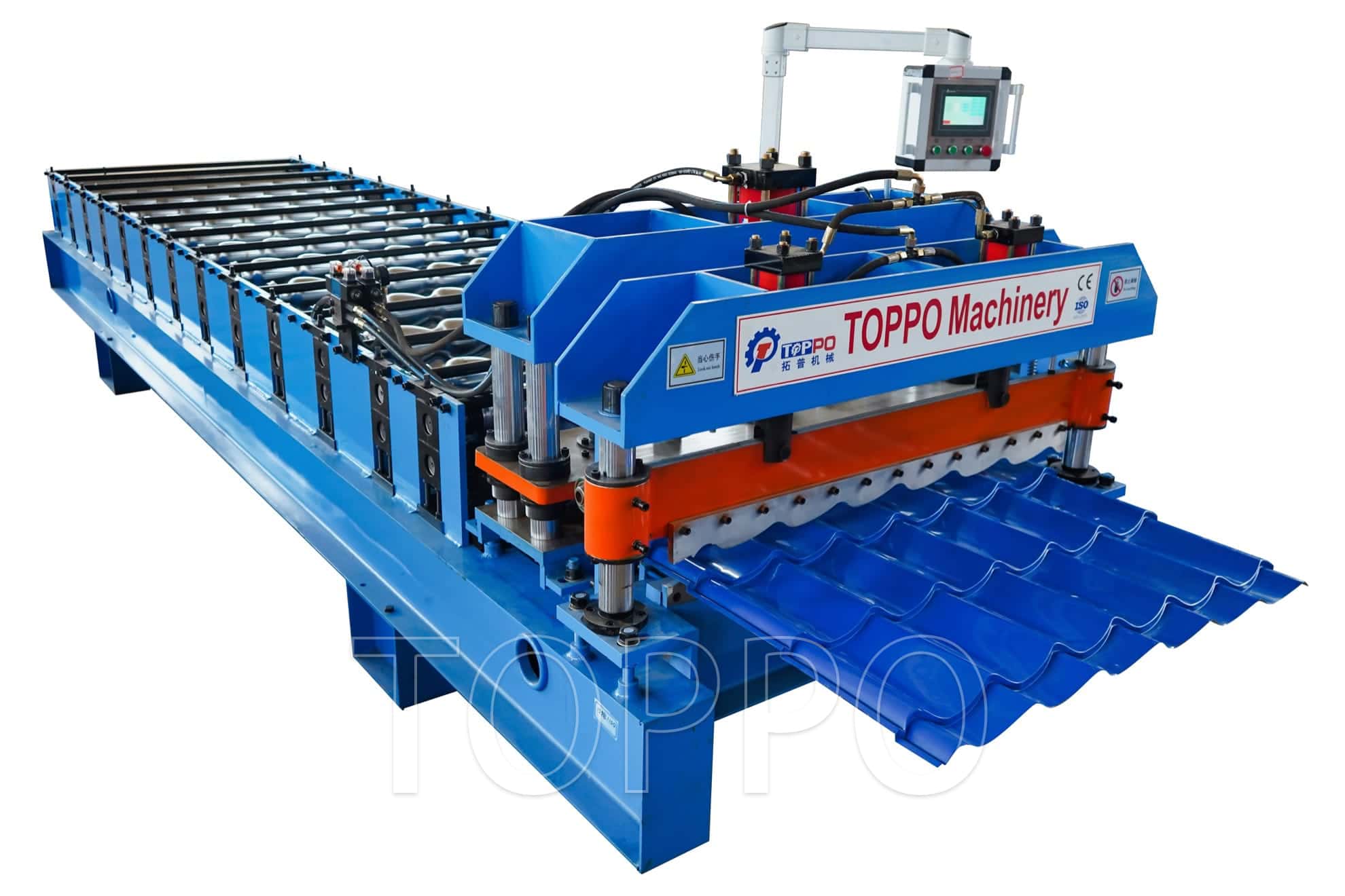 Decorative Blue Glazed Tile Roll Forming Machine with Hydraulic Cutter