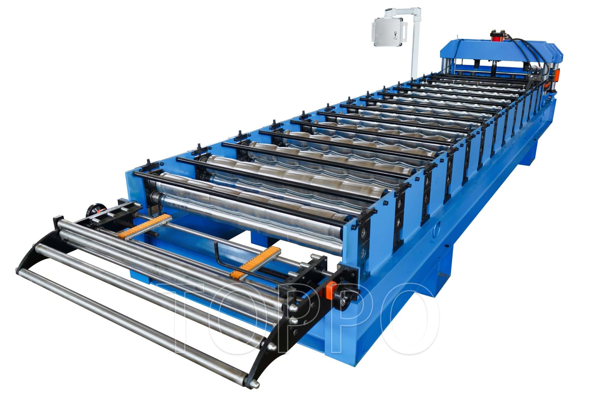 Decorative Blue Glazed Tile Roll Forming Machine with Hydraulic Cutter