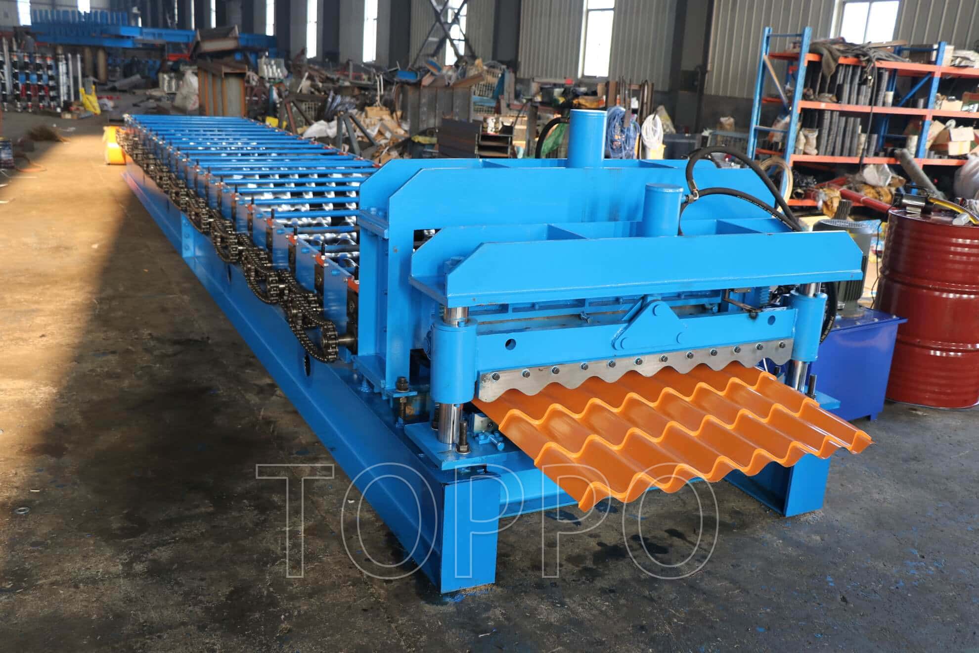 Hydraulic Glazed Tile Roofing Panel Making Machine Metal Roof Sheet Forming Line