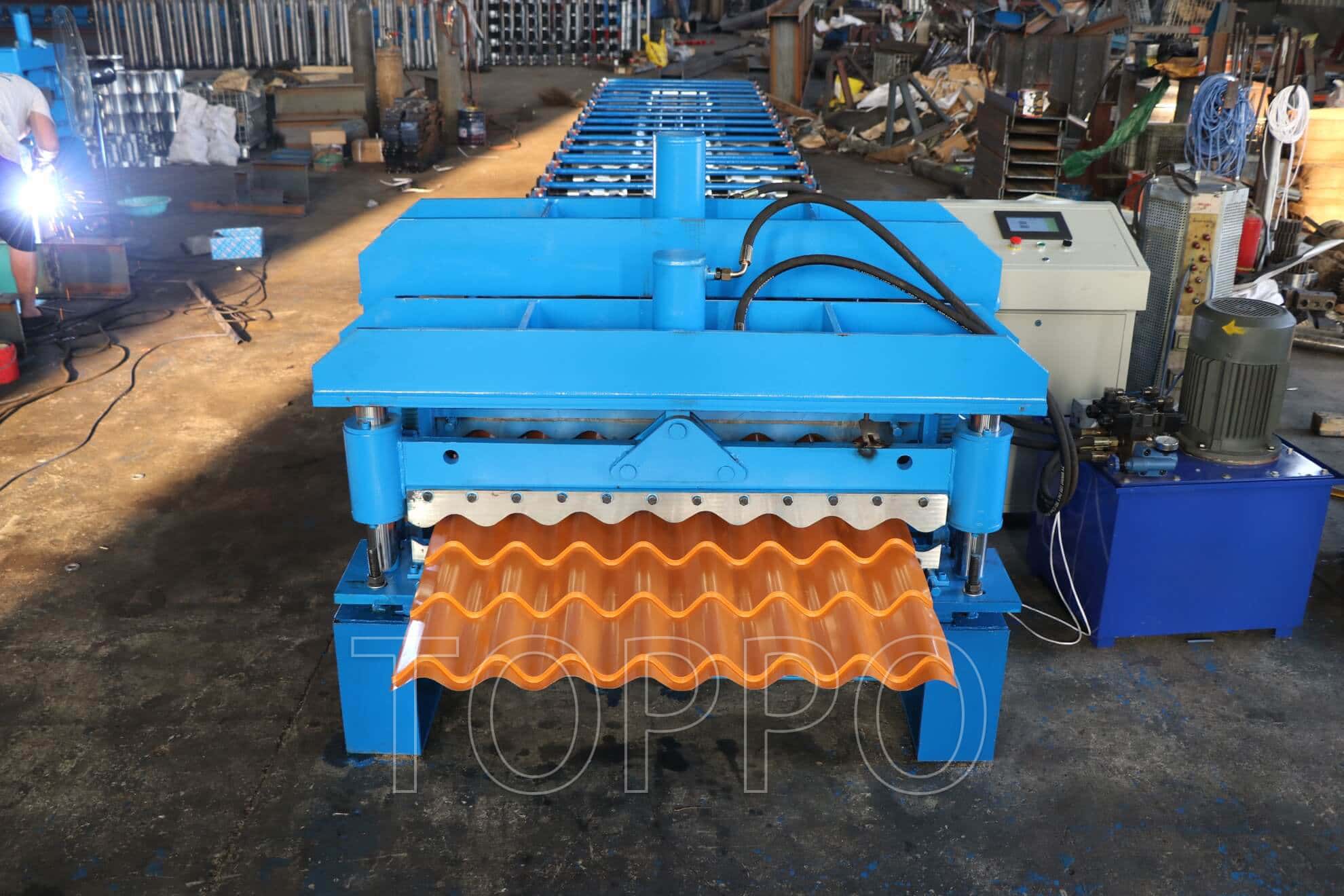 Hydraulic Glazed Tile Roofing Panel Making Machine Metal Roof Sheet Forming Line