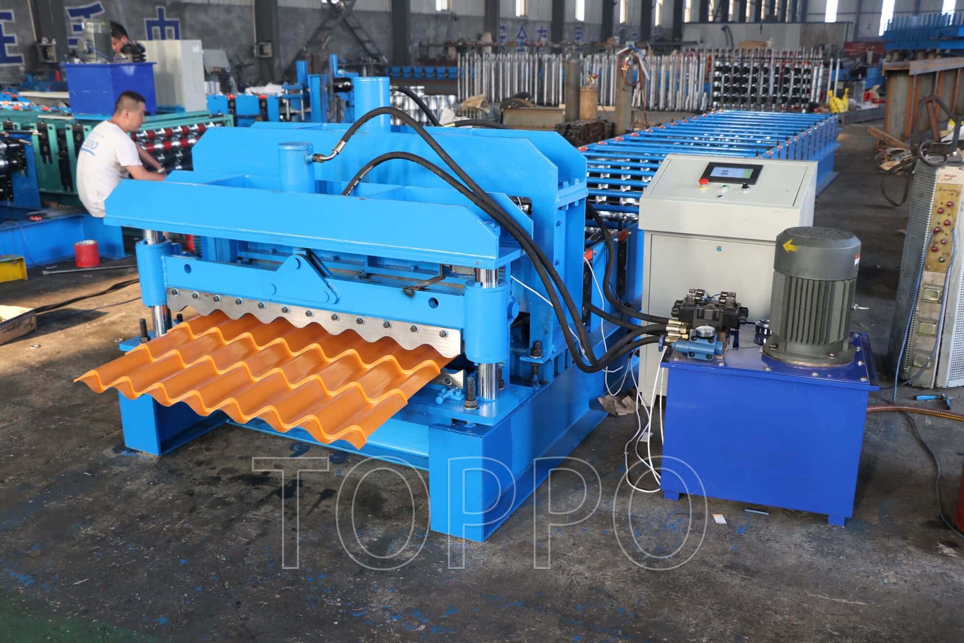 Hydraulic Glazed Tile Roofing Panel Making Machine Metal Roof Sheet Forming Line