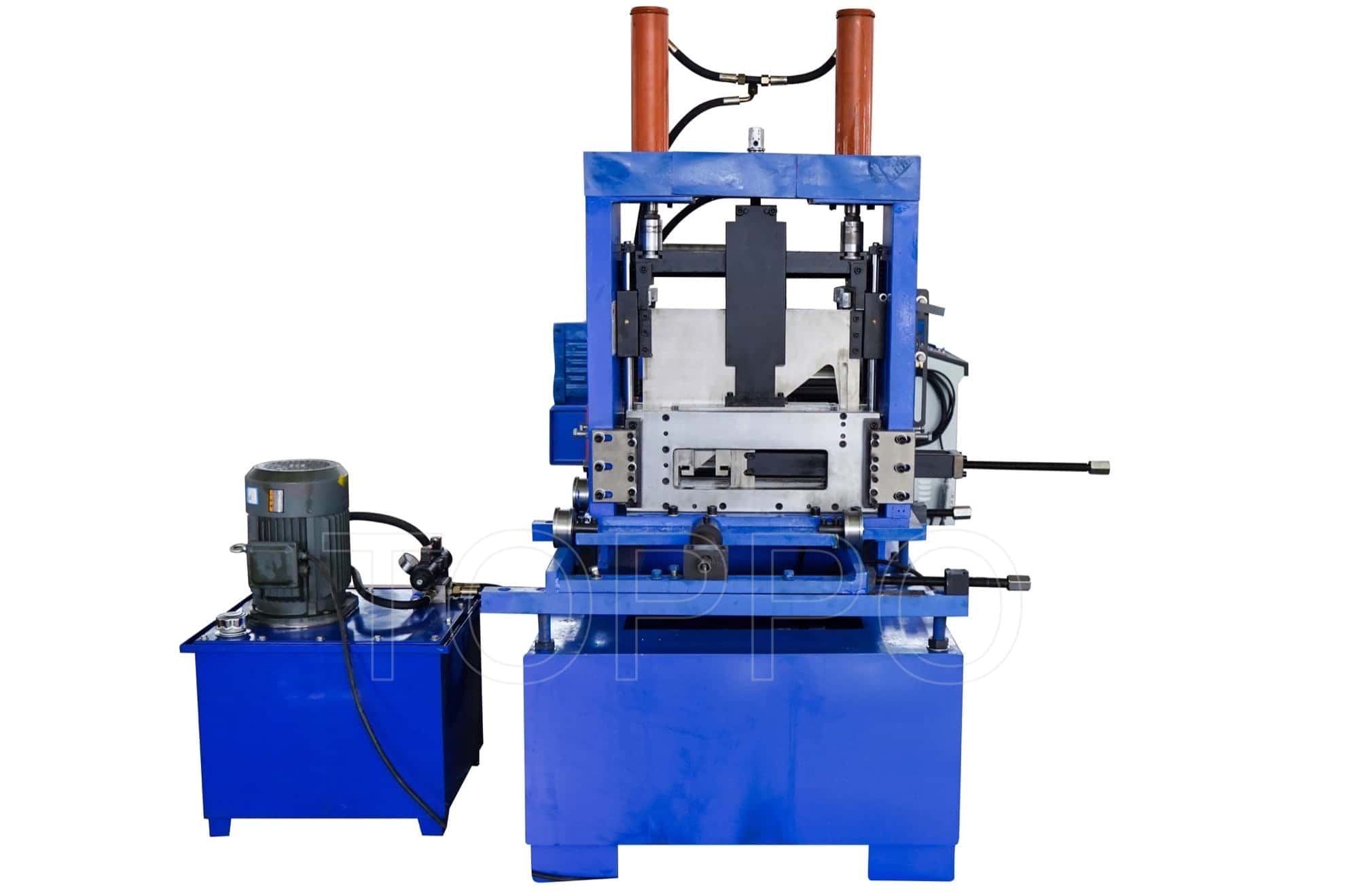 Heavy Duty Red CZU Purlin Roll Forming Machine with Hydraulic Punching