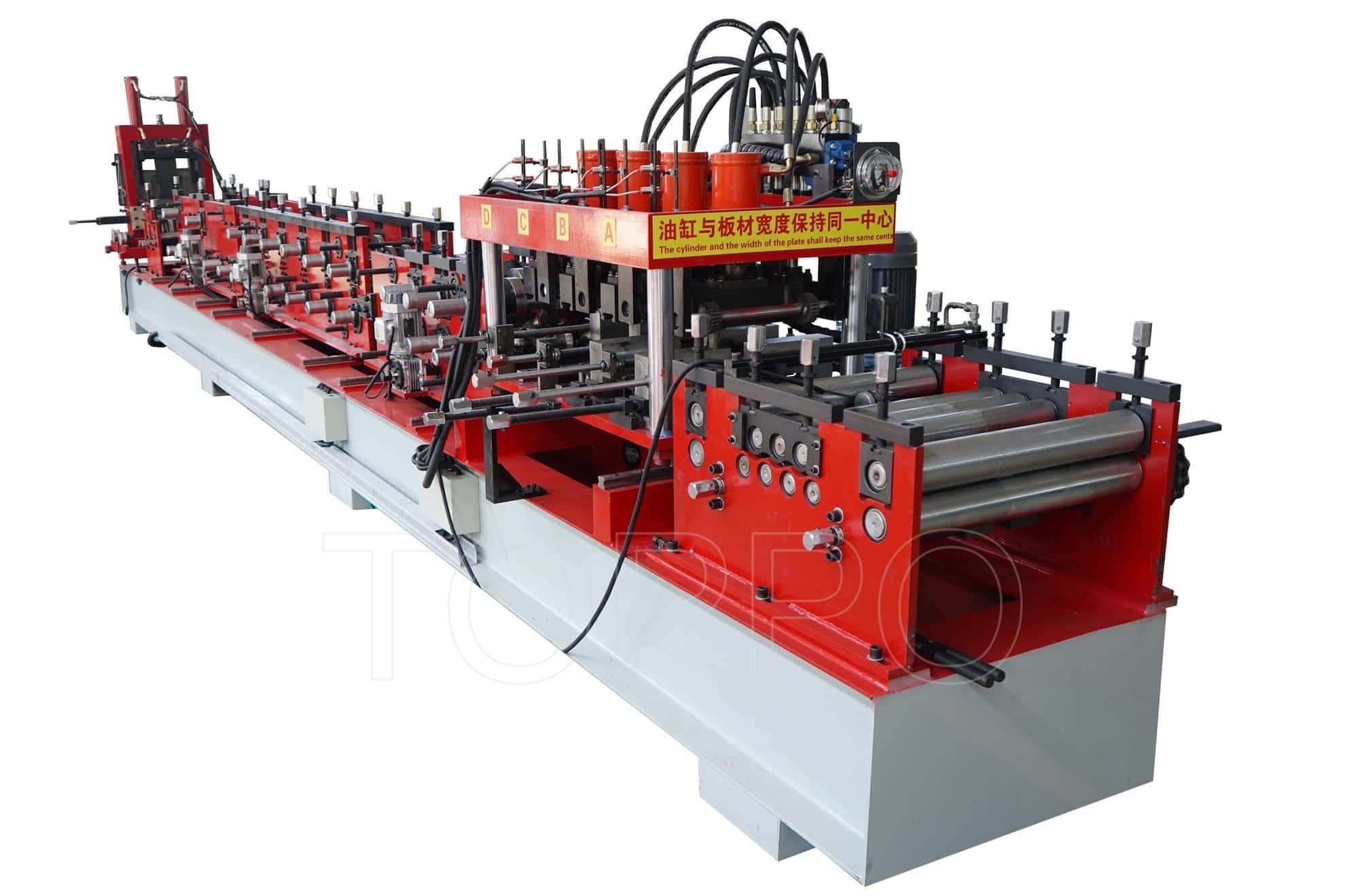 Red Frame Automatic CZU Purlin Roll Forming Machine with Hydraulic Punching