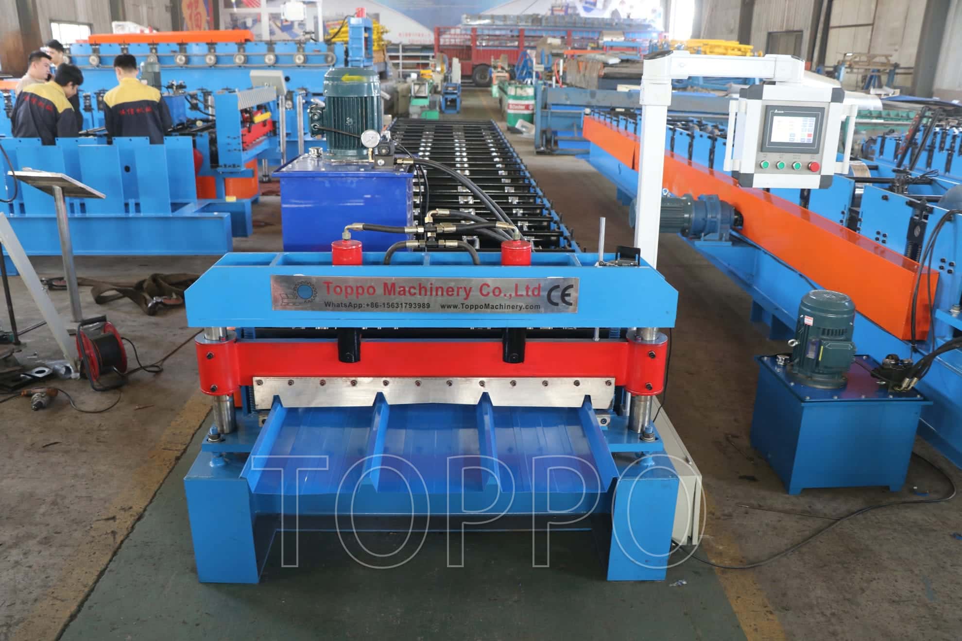 Heavy-Duty Trapezoidal Roll Forming Machine with Black-Orange Frame
