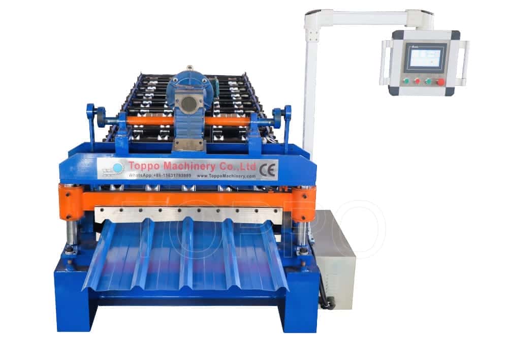 PLC Automatic Trapezoidal Roof Panel Roll Forming Machine for Steel Sheet Production
