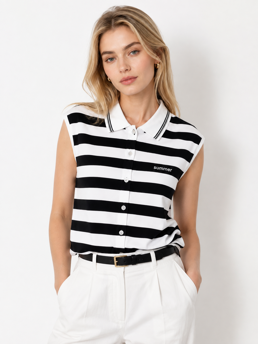 100% Cotton Black & White Striped