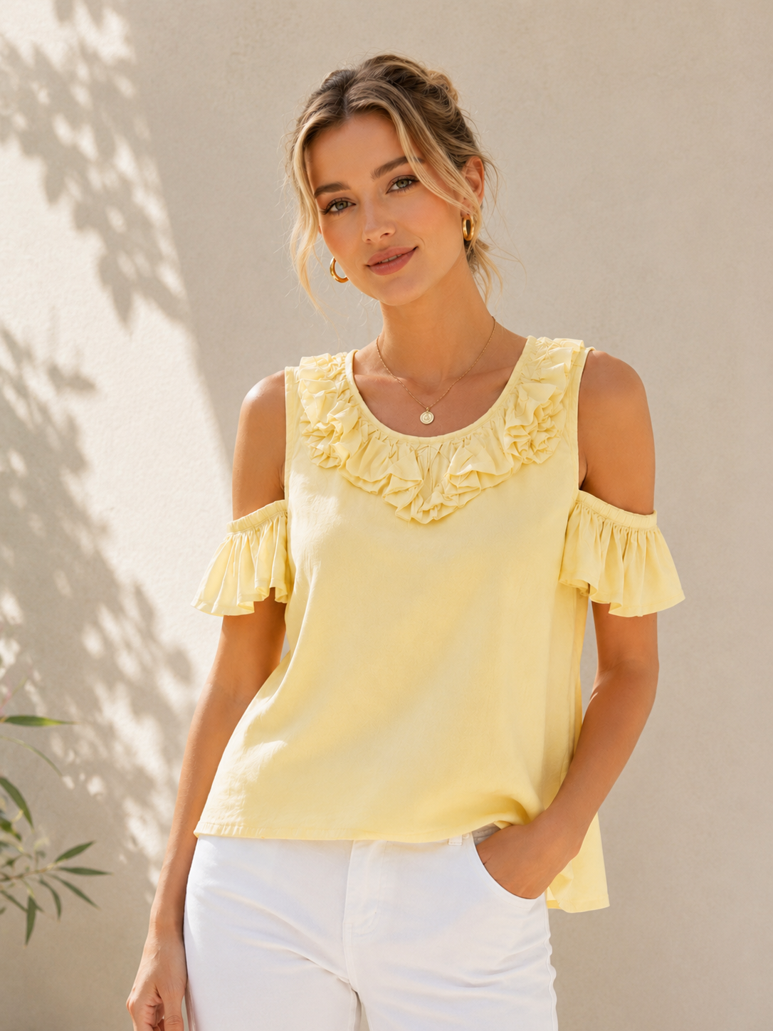 Women's 3D Flower Ruffle Cold Sho