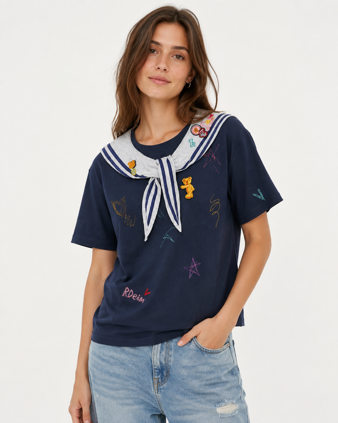 100% Cotton Women’s Navy Striped 