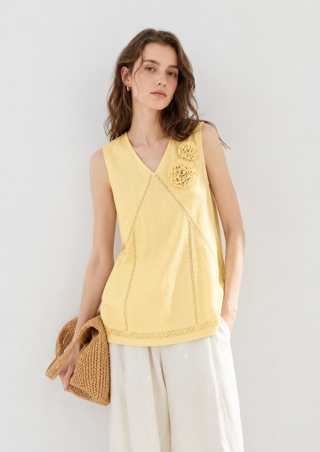 Women's 3D Floral Applique Cotton