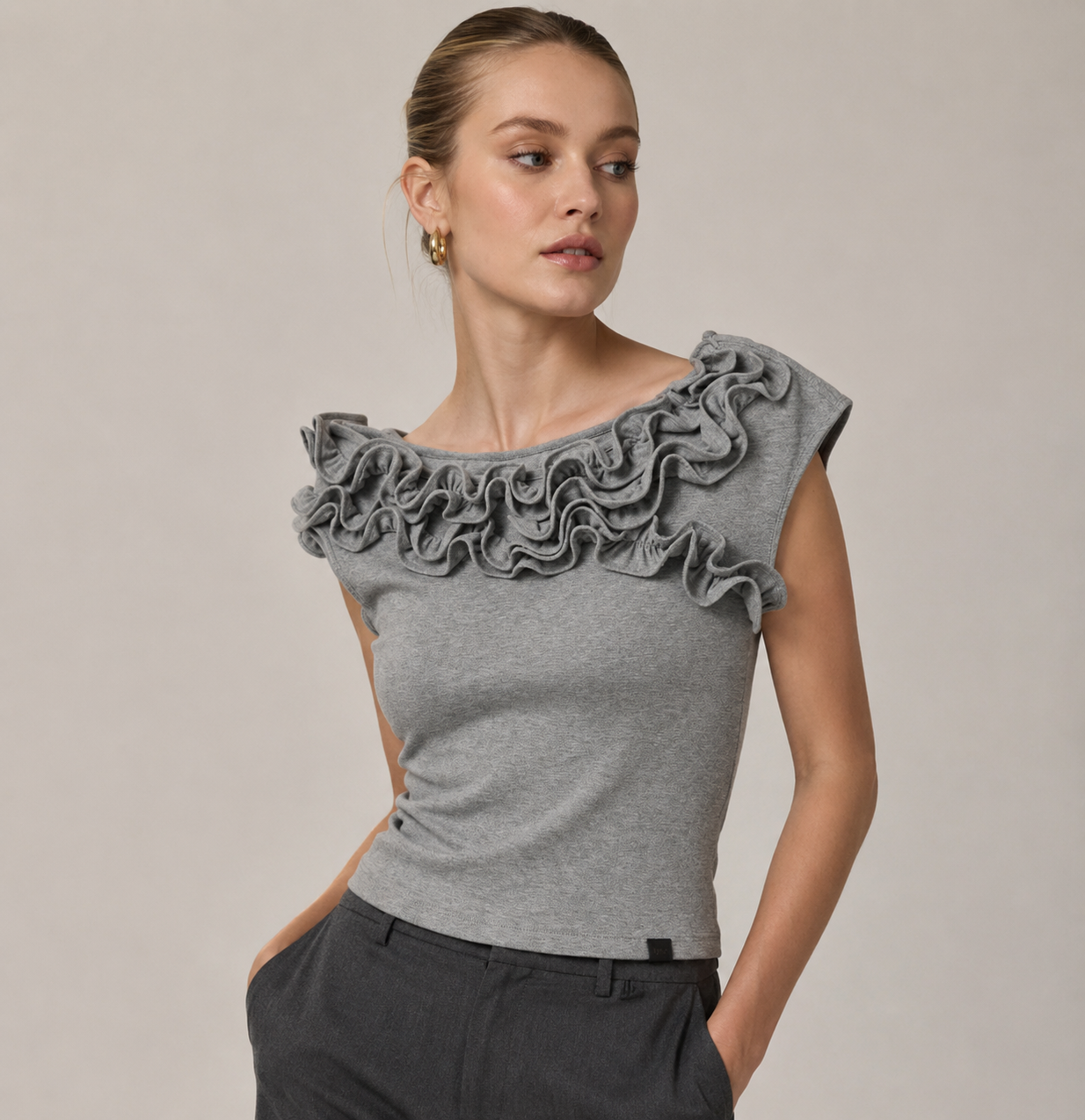 3D Flower Design Cotton T-Shirt f