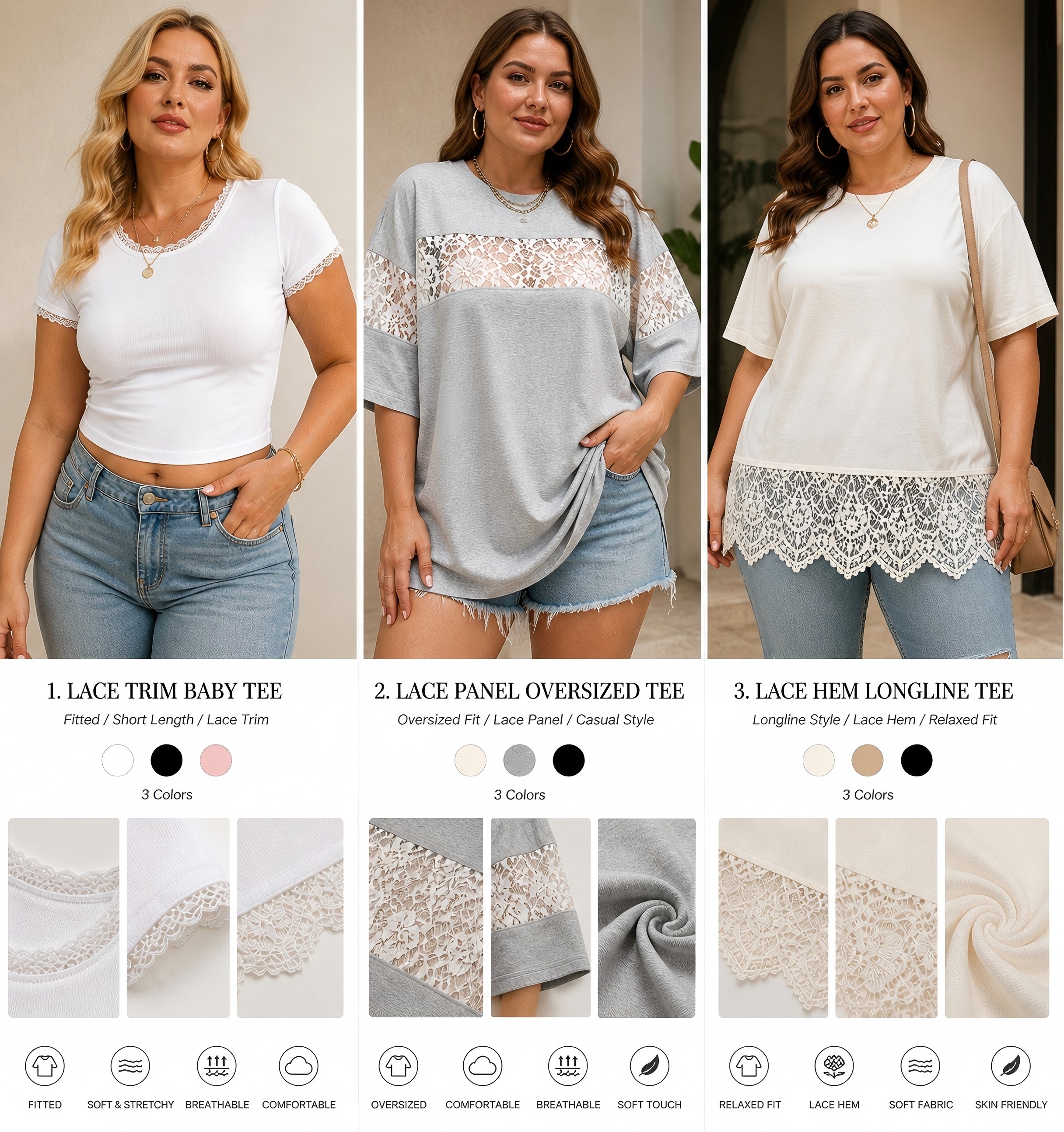 2026 Spring Summer Women Lace Tri