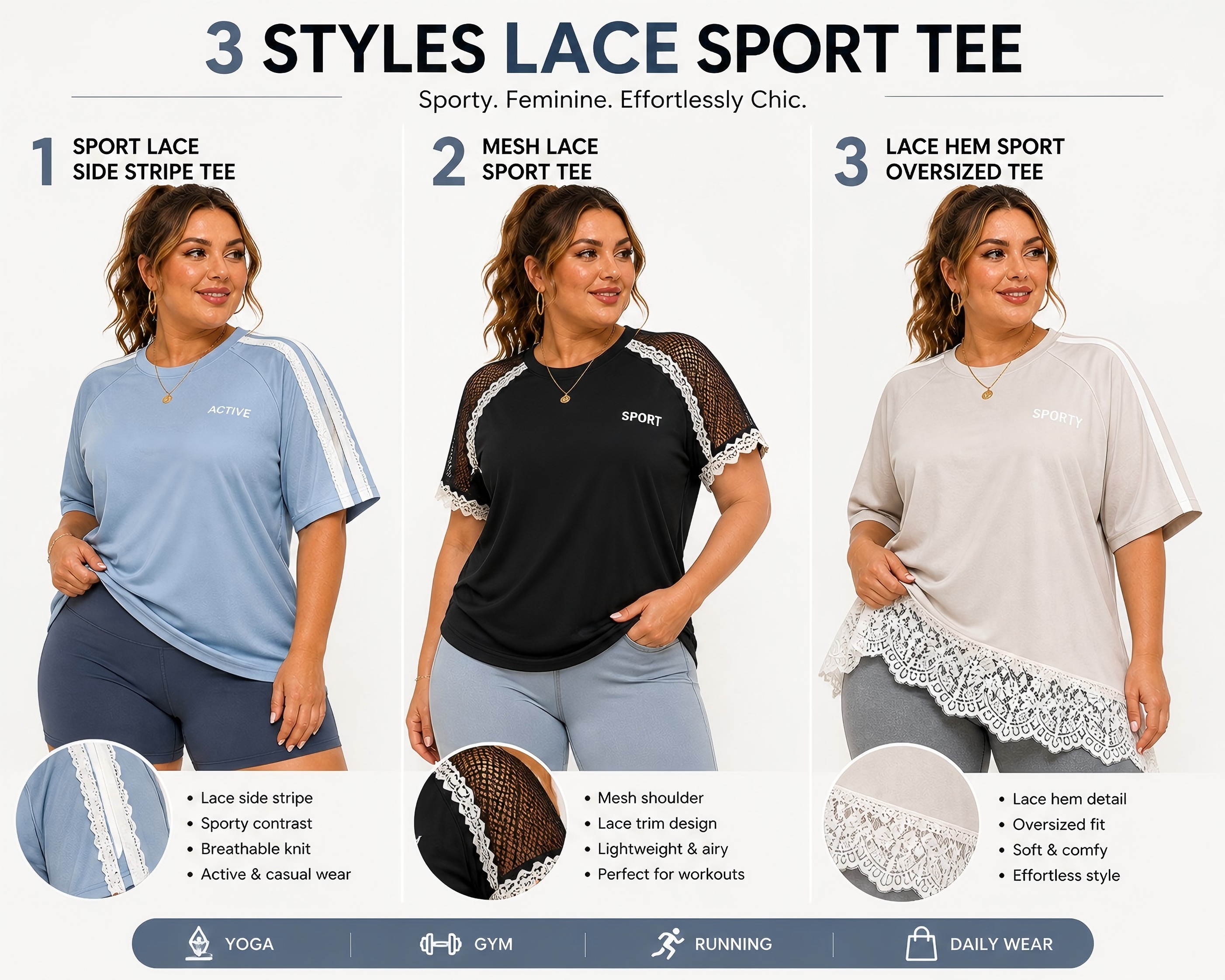 2026 Spring Summer Women Lace T-S