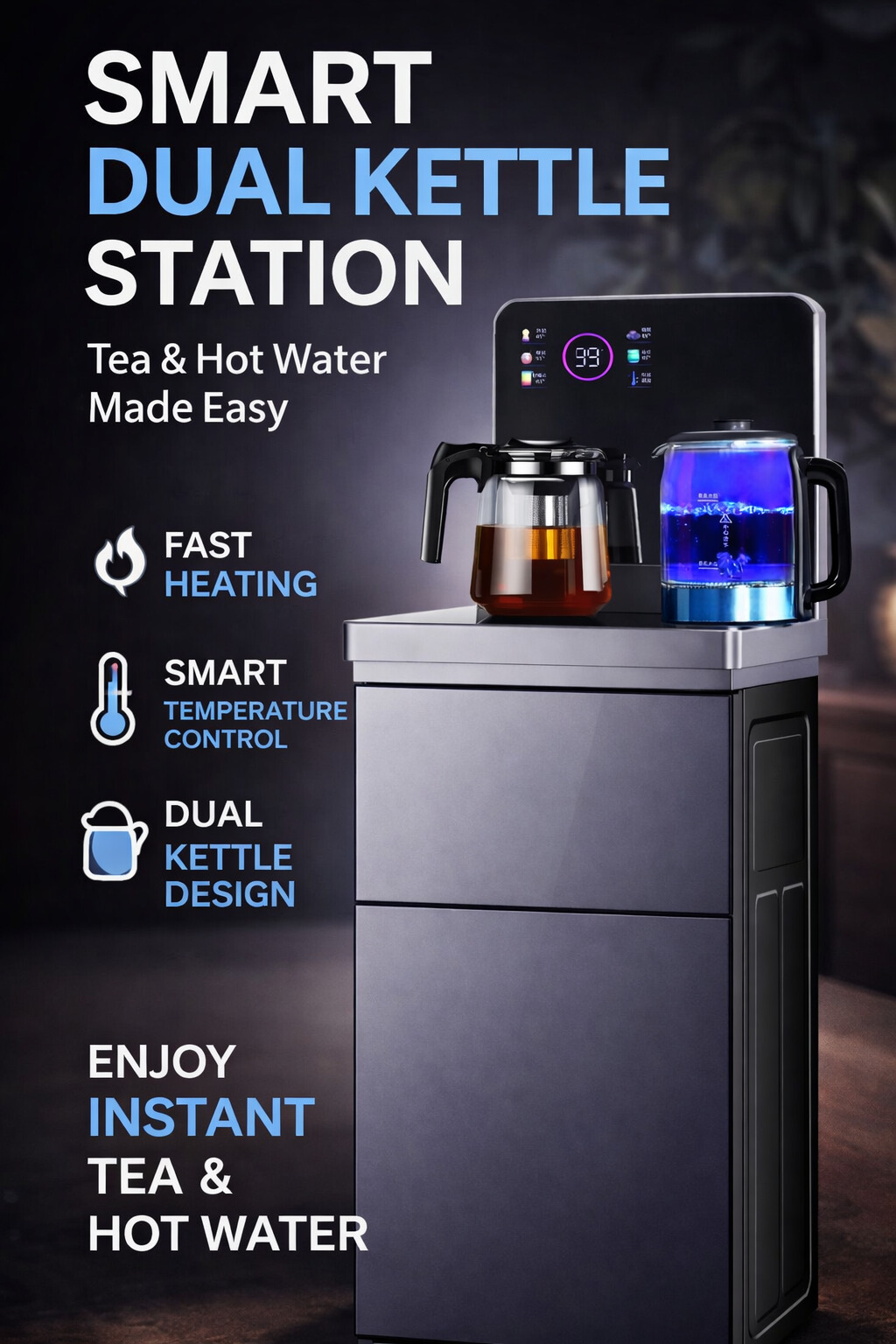 High-End Auto Clean Hot and cold compressor cooling water dispenser with LED Display